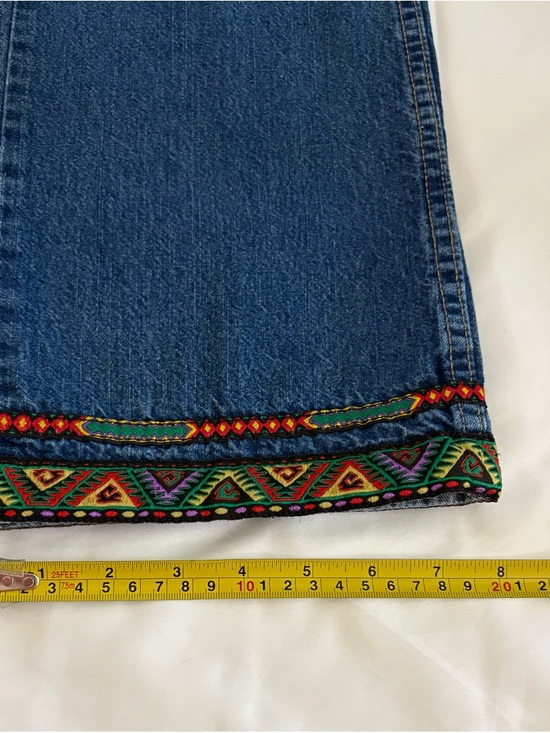 Wrangler 80’s Vintage Western Jeans Aztec Trim HR Made USA 🇺🇸 Boho Festival 5x32 - Picture 14 of 16